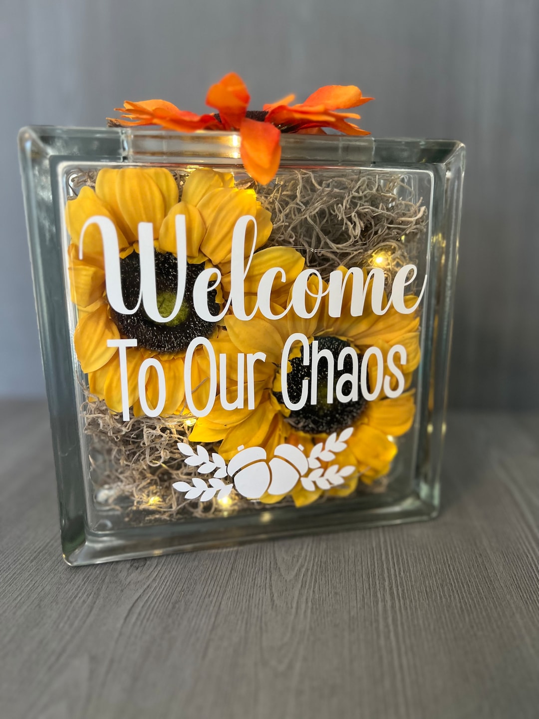 to Our Chaos Floral Glass Block Glass Block Light Glass Block