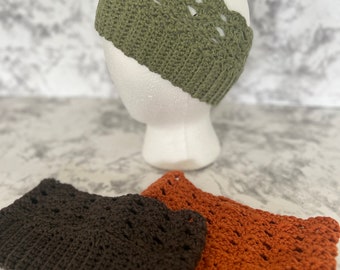 Crochet Ear warmer for Women | Ponytail Ear warmer | Ponytail Headband | ponytail hat | Messy bun/ponytail knitted winter hat |