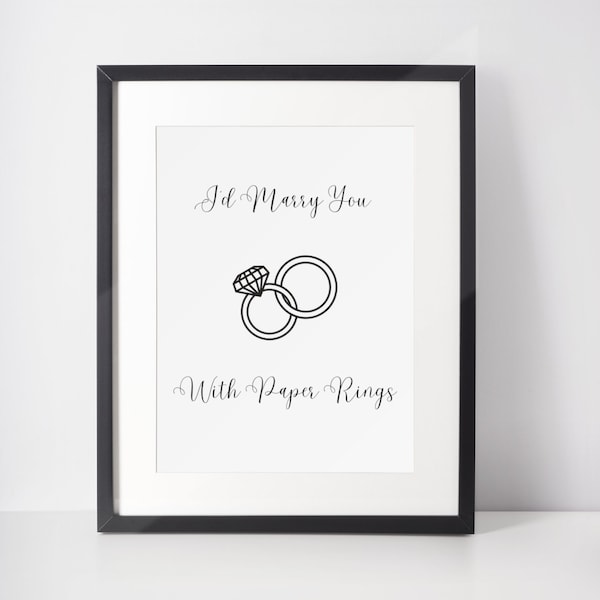 I'd Marry You With Paper Rings wall art, Taylor Swift Quote, newlywed decor, home decor