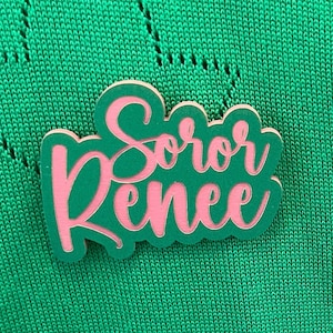 Soror Lapel Pin, Custom Name Pin, Pink and Green Lapel pin, Sorority gift, Personalized Name Tag