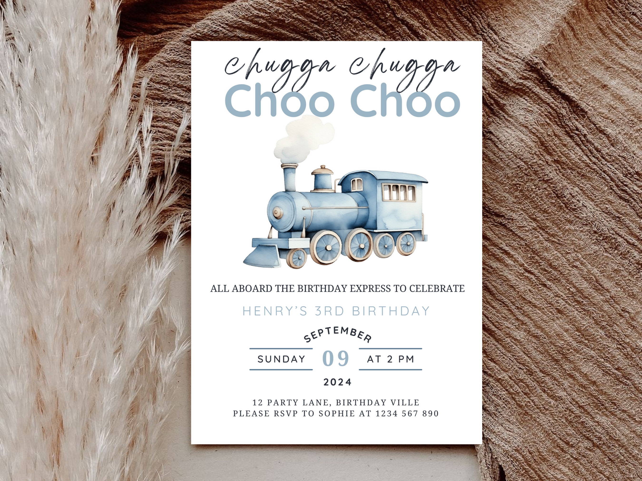 Train Birthday Invitation Template, All Aboard Boys Birthday Invitation
