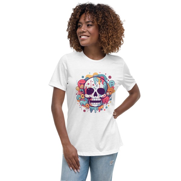 T-shirt Décontracté Cartoon Skull Head Femme