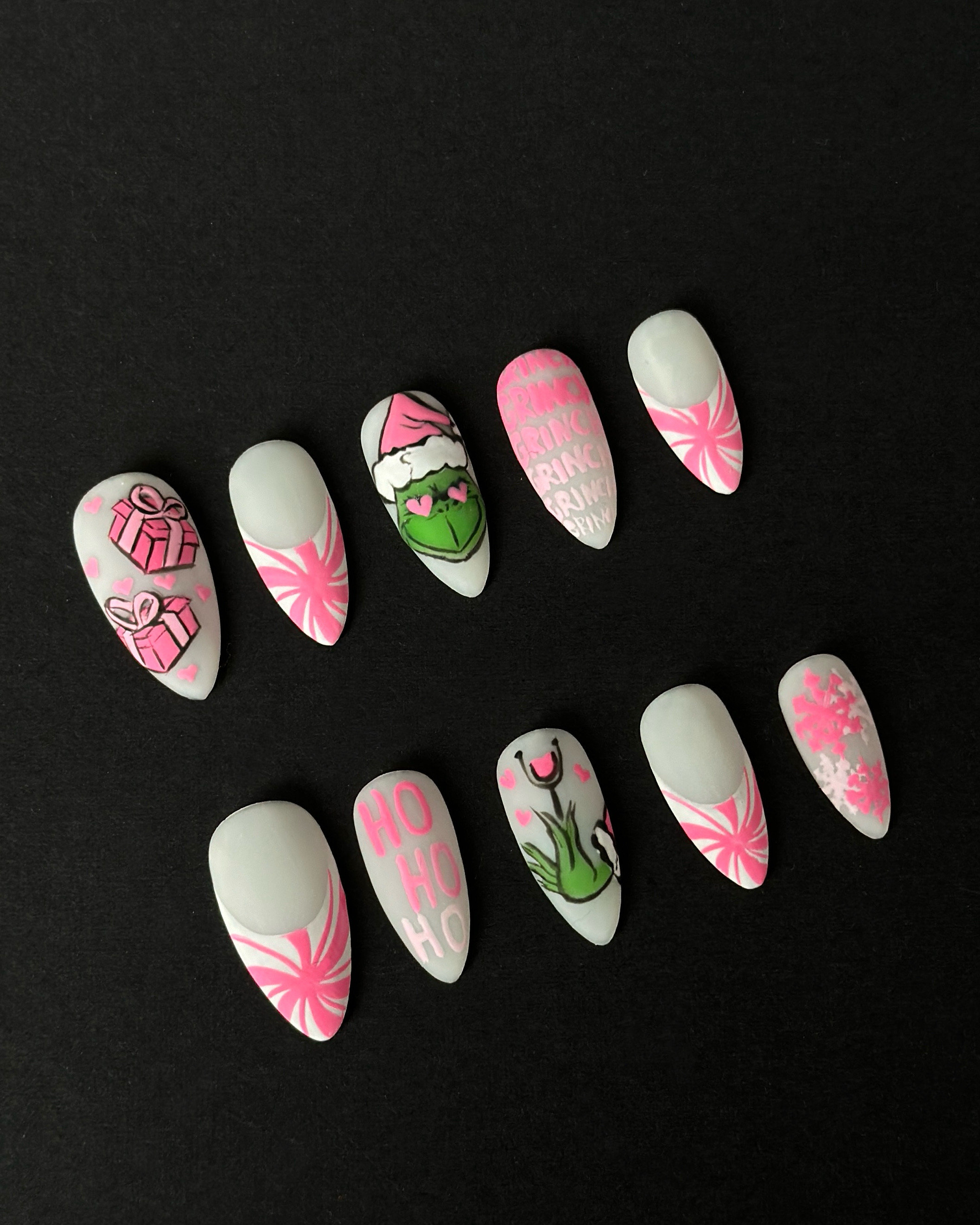 Holiday Christmas - Christmas Grinch #1 Grinch Ornament Smile Green Face  Nail Decals - WaterSlide Nail Art Decals Salon Quality DIY Manicure Nail