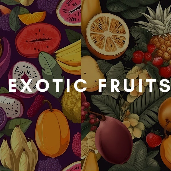 Exotic Fruits Seamless Pattern Pack - Set of 3 Digital Patterns for Fabric and Sublimation Design - Instant Download