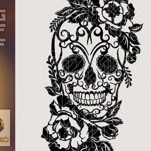 Floral Sugar Skull SVG file | Gothic steampunk horror art template | Vector Design for Cutting Machines | Sublimation Laser Engraving