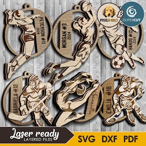 Female Sports Ornaments Bundle SVG Laser Cut Files: 9 Layered Designs (Digital Download)