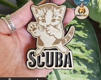Cat Scuba Dancing SVG File: Printable + Laser Cut Two-Layer Viral Cat Meme (Digital Download)