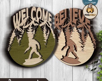 Bigfoot / Yeti Welcome Sign SVG File: Laser Cut Wall Decor Plaque (Digital Download)
