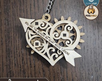 Heart Fidget Keychain SVG: Laser Cut Mechanical Steampunk Key Ring, Valentine's Gift (Digital Download)