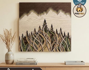 Nature Scene Wall Art SVG File: Laser Cut Multi-Layer Decoration Plaque (Digital Download)