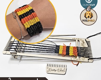 Bracelet / Bookmark Weaving Loom DIY Kit SVG file | Digital Download | Vector Design for Laser Cutting |Weaving Loom for Kids and Adults