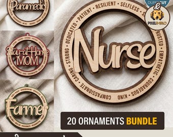 Occupational Ornaments Bundle – 20 Designs, Laser Ready SVG (Digital Download)