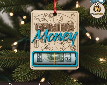 Gaming Money - Cash Holder Ornament SVG - rolled up cash gift (Digital Download)