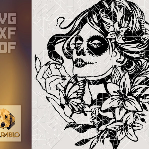 Sugar Skull Woman | Day of the Dead | Vector Design for Cutting Machines | Urban Sublimation | T-shirt Graphic