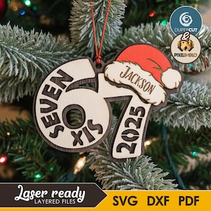 Six Seven Viral Ornament SVG: Personalized Laser Cut Christmas Tree Decoration (Digital Download)