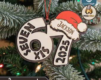 Enfeite viral Six Seven em SVG: Decoração de árvore de Natal personalizada, cortada a laser (Download digital)
