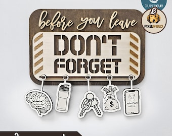 Before You Leave Reminders Sign SVG File: Laser Cut To Do List (Digital Download)