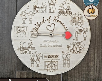 Valentine's Day Spinning Game | Wheel of Romance SVG file for laser cutting (Digital Download)