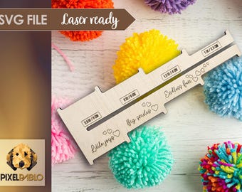 Herramienta para hacer pompones 4 en 1 Archivo SVG / Descarga digital / Diseño vectorial para máquinas de corte por láser / Manualidades con cuerdas para niños, Suministros para manualidades