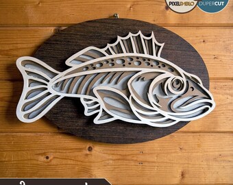 Fish Plaque Layered Sign SVG File: Laser Cut Cabin Wall Decor (Digital Download)
