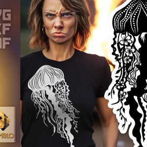 Floral Qualle SVG-Datei | Gothic Steampunk Vorlage | Vektor Design für Schneidemaschinen | Sublimationslasergravur | Medusa Kreatur