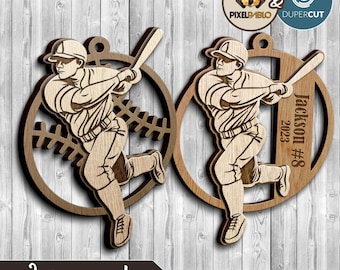 File SVG con taglio laser per ornamento sportivo da baseball: design personalizzato a strati (download digitale)