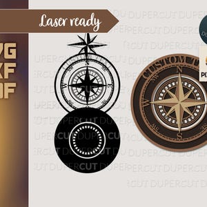 Personalized Compass add custom text or coordinates SVG file | Vector Design for Laser Cutting Machines Wall decor Father's Day Gift Plaque image 4
