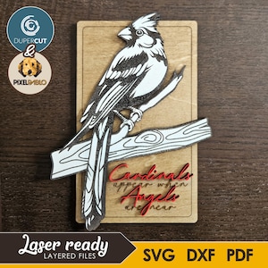 Cardinal Bird Sign Layered SVG file | Vector Design for Laser Cutting Machines, memorial sign, sympathy gift, in memory of sign decoration