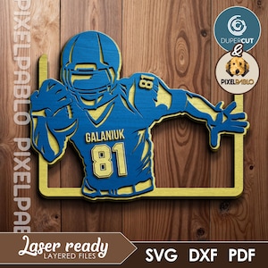 American Football sign SVG layered file | Vector Design for Laser Cutting Machines | Laser Engraving | Personalized name sports door hanger