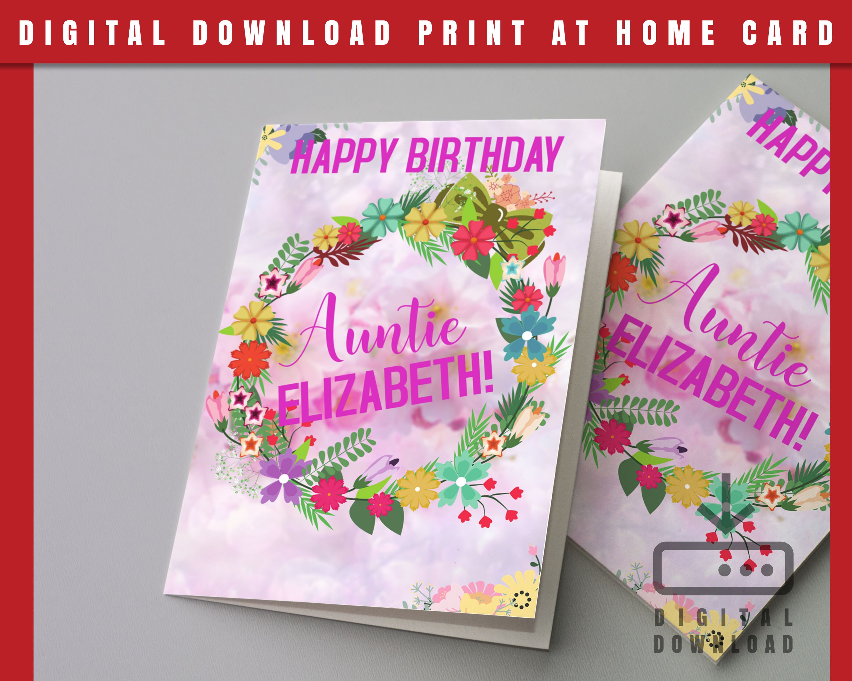 Printable Personalized Birthday Card, Download File in .pdf, .jpg ...