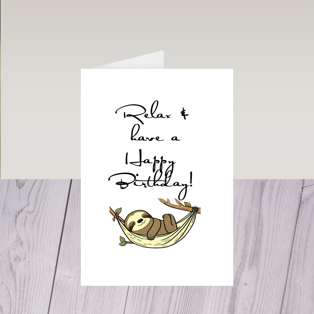 Printable Happy Sloth Birthday Card Instant Download File in - Etsy