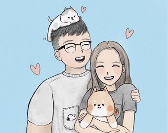 Couple Drawing Cartoon - Etsy Couple Drawing Cartoon - Etsy