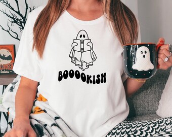 Booookish png, bookish Halloween, ghost reading png, bookworm Halloween, Halloween teacher png, Halloween books svg, spooky teacher, books