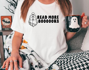Read more booooks png, bookish Halloween, ghost reading png, bookworm Halloween, Halloween teacher png, Halloween books svg, spooky teacher