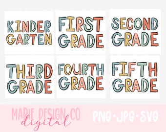 Schulnoten Bundle svg, back to school svg, erster Tag der Schule png, erster Tag Vibes, willkommen zurück svg, grade Bundle png, erste Klasse png