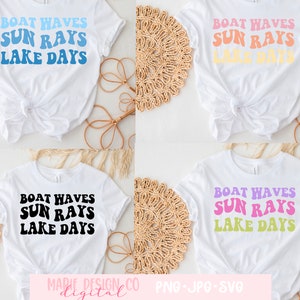 Boat waves Sun rays Lake days svg, lake life png, lake shirt designs, summer vibes png, summer break png, hello summer png, retro summer svg