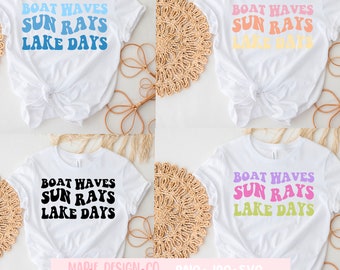 Boat waves Sun rays Lake days svg, lake life png, lake shirt designs, summer vibes png, summer break png, hello summer png, retro summer svg