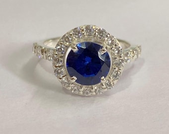 AAA+ Naturcertifierad Tanzanitring: 5,50 karat, handgjord 925 sterlingsilver för man och kvinna