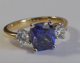 AAA+ Naturcertifierad Tanzanitring: 5,25 karat, handgjord 925 sterlingsilver för man och kvinna