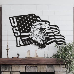 USA Flag American Bold Eagle Metal Wall Sign