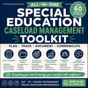 Special Education Caseload Management Toolkit | IEP Goals, Data Sheets, Evaluation and Progress Forms | SLP OT School Psych | pdf and Excel