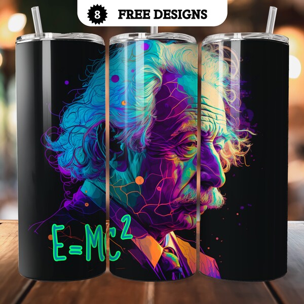 Moebius Art, 20 oz Skinny Tumbler Sublimation Design, Straight & Tapered, Albert Einstein Design, Science Tumbler, 8 free Designs