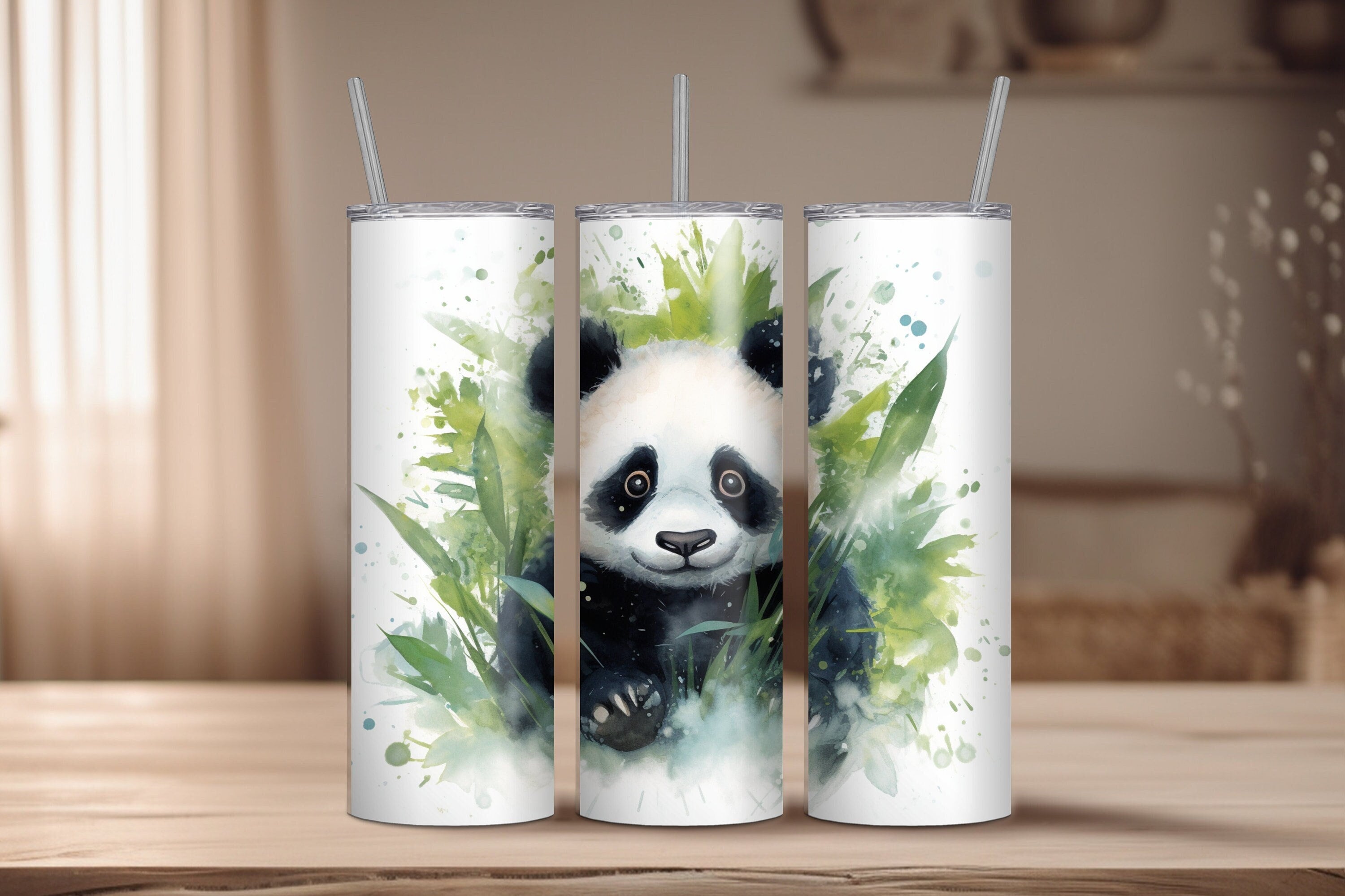 Watercolor Panda Tumbler Wrap, 20 Oz Skinny Tumbler Wrap, Cute Panda Tumbler  Wrap, Kawaii Style Panda Tumbler Wrap, Watercolor Panda PNG 