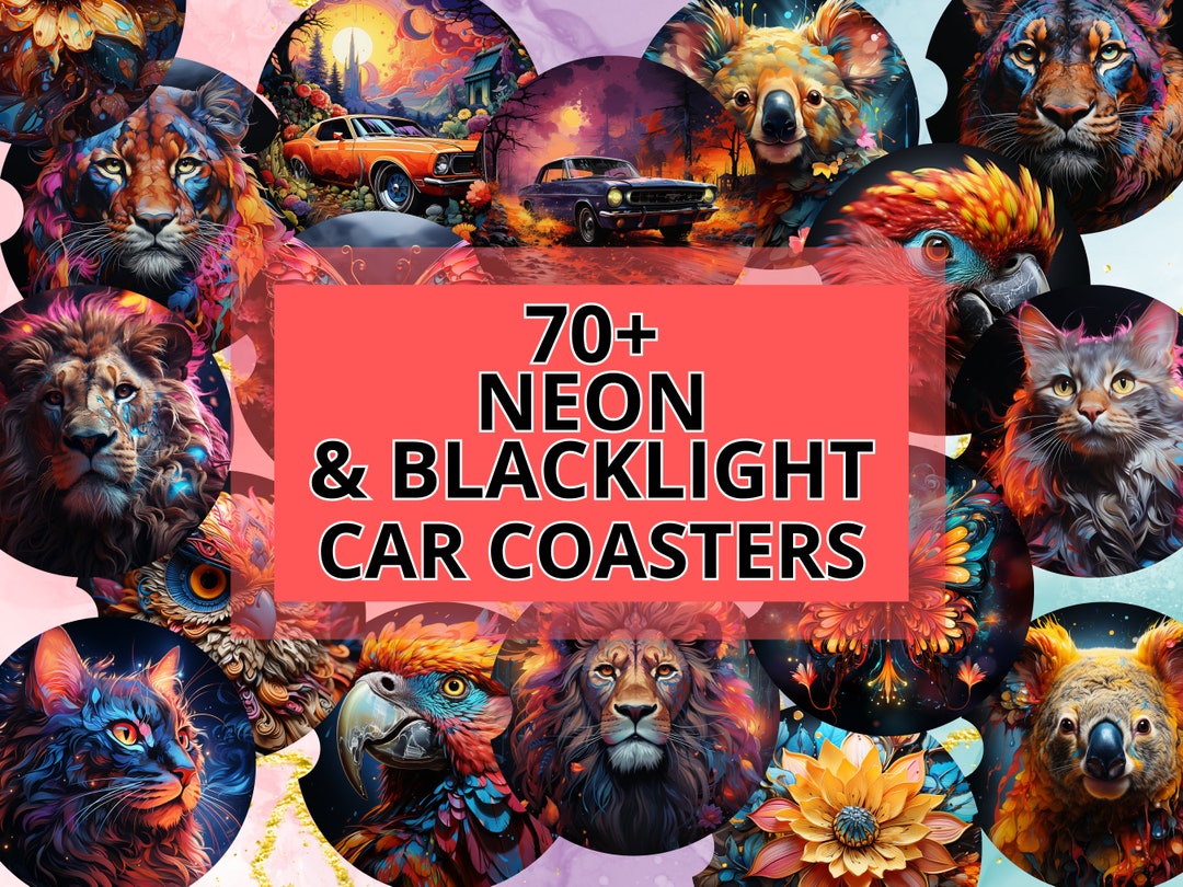 70 Neon Car Coasters Bundle Car Coaster Sublimation Bundle Car Coaster