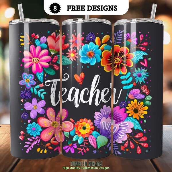 Teacher Tumbler Wrap, 20 oz Skinny Tumbler Sublimation Design, Straight, Teacher Design, Science Tumbler, 8 free Designs