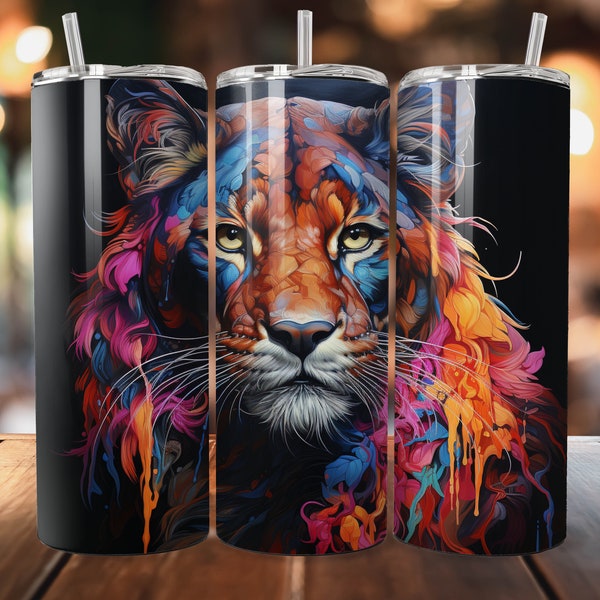 Tiger Tumbler Wrap | Sublimation Design | 20 oz Skinny Tumbler | Digital Download | Tiger Tumbler Design | Moebius Art | Tiger Tumbler PNG