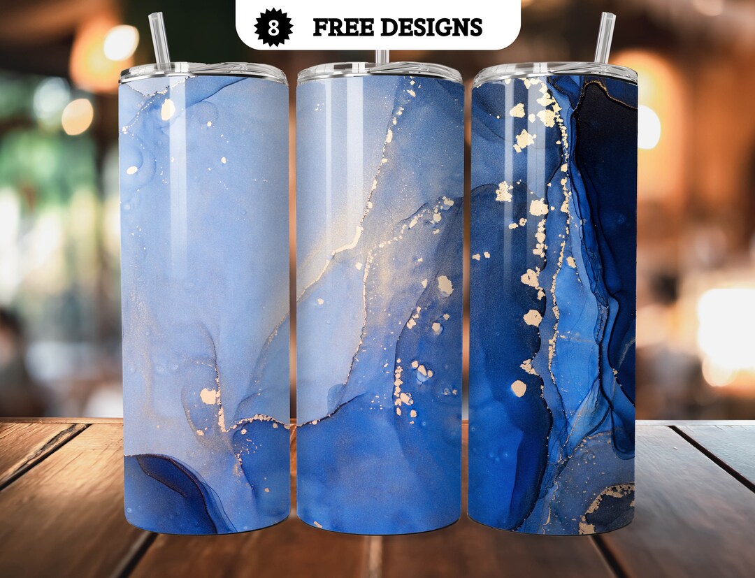 Blue Marble Tumbler Wrap Ink Tumbler 20 Oz Skinny Tumbler Marble