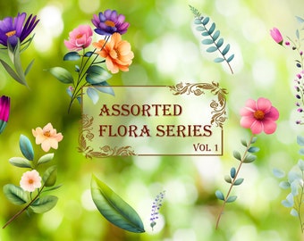 Assorted flora stickers set for digital calendars/planners/scrapbooking