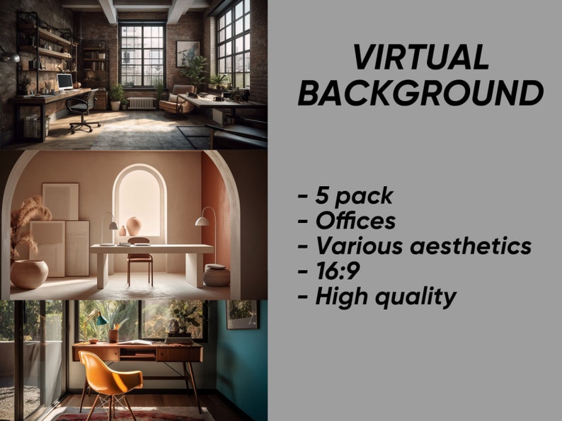 5 Virtual Zoom Backgrounds Blurry Zoom Backdrop Office Etsy