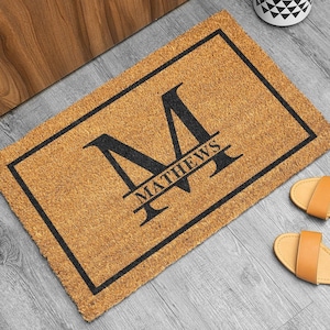 Personalized Monogram Doormat, Custom Doormat Monogram Door Mat, Wedding Gift Family Monogram Personalized Doormat, Closing Gift Welcome Mat